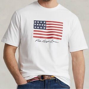 Polo by Ralph Lauren White Tee with American Flag